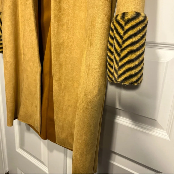 Alice Blue Cardigan Duster Animal Print Faux Suede Texture Open Front Size M - Picture 4 of 10